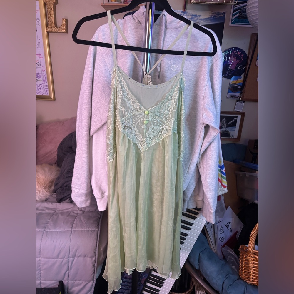 Green Lace Slip Dress